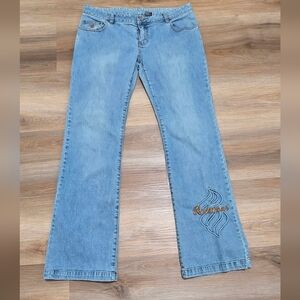 Rocawear Vintage Y2K Low Rise Embroidered Fit and Flare Jeans Size 5
